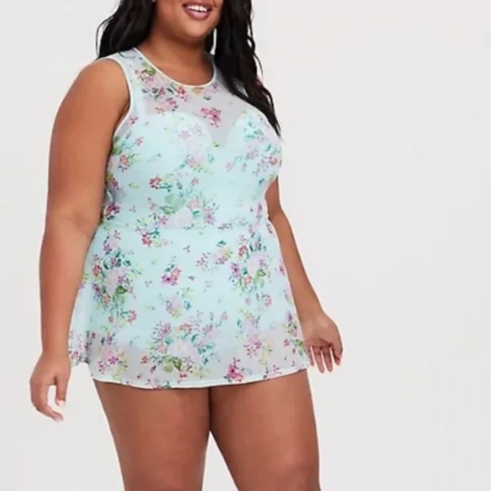 Torrid Floral One Piece Swim Dress